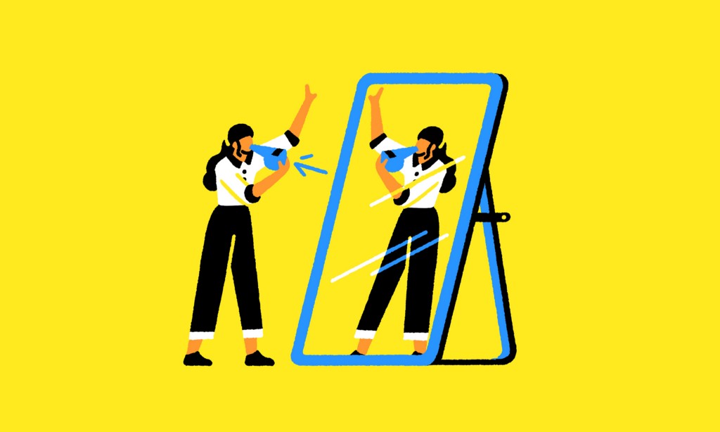 Illustration of a person looking at themselves in the mirror